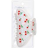 OWIIZI Cherry Hair Clips for Women 3.5" Durable Acetate Cute Hair Claw Clips Ponytail Barrette Strong Hold Acrylic Hair Accessories for Girls Long Thick Hair