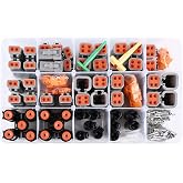 JRready ST6292 Deutsch DTP DTHD Connector Kit with 12-14AWG Solid Contacts | DTP 2 4 Pin and DTHD 1 Pin Waterproof Connector, Solid Terminal 12-14AWG, Pin Removal Tool, Automotive Electrical Plug, 25A