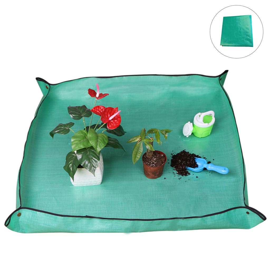 Ymeibe Garden Kneelers Work Cloth Waterproof Thicken PE Transplanting Repotting Plant Mat Anti Dirty Home Indoor Bonsai Work Mat, 39”x39” (Green)