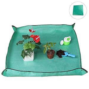 Ymeibe Garden Kneelers Work Cloth Waterproof Thicken PE Transplanting Repotting Plant Mat Anti Dirty Home Indoor Bonsai Work Mat, 39”x39” (Green)
