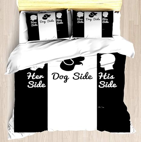 Soefipok Ihre Seite Hundeseite Seine Seite Bettbezug Set Weiche Bettdecke Kissenbezug Bett Set Einzigartiges Blumenmuster Design Bettbezuge Deckenbezug Amazon De Kuche Haushalt