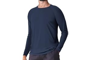 KINSWT Men's UPF 50+ Rash Guard Long Sleeve Sun Protection Running Shirts Quick Dry Workout Fishing Swim T-Shirts