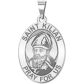 PicturesOnGold.com Saint Kilian Religious Medal - 2/3 Inch Size of Dime, Sterling Silver
