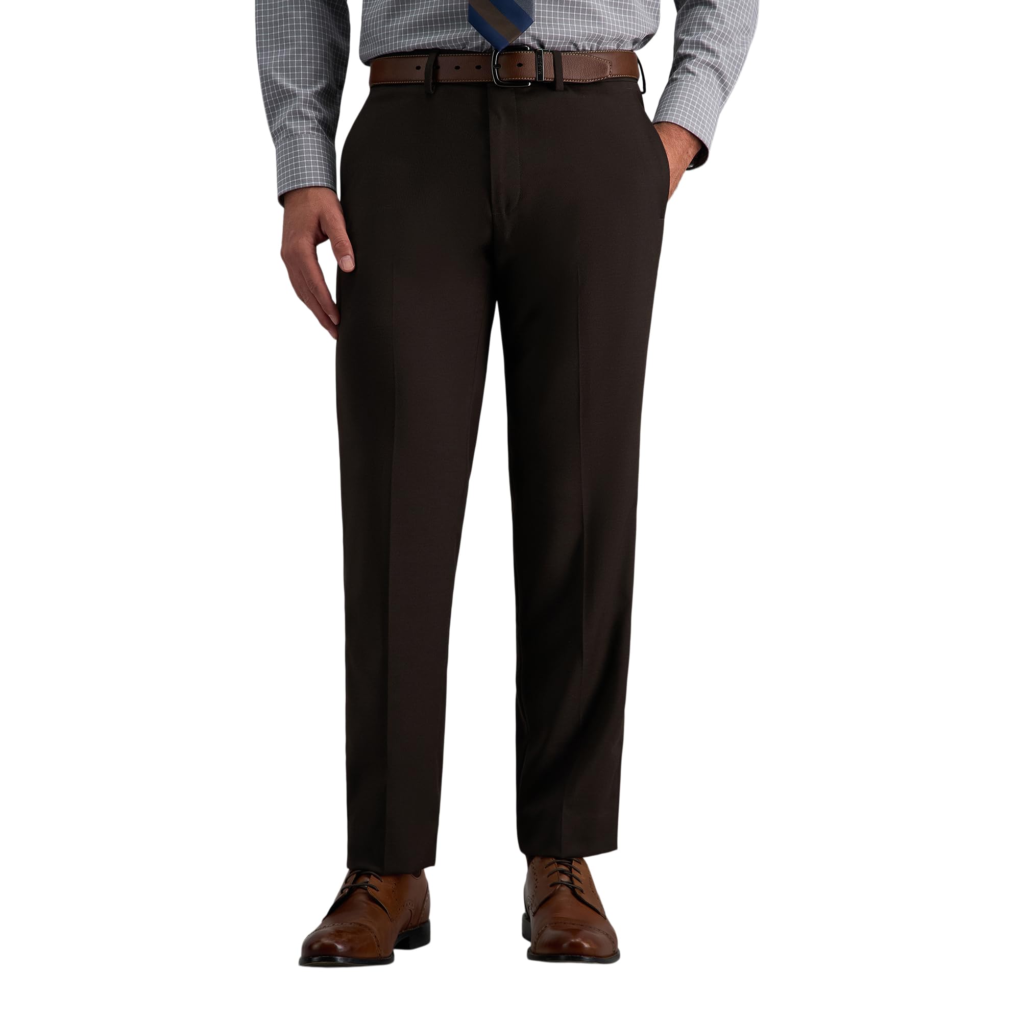 Haggar Men’s JMH Premium Stretch Tailored Fit Suit Separates – Pants and Jackets, 40×34 Chocolate