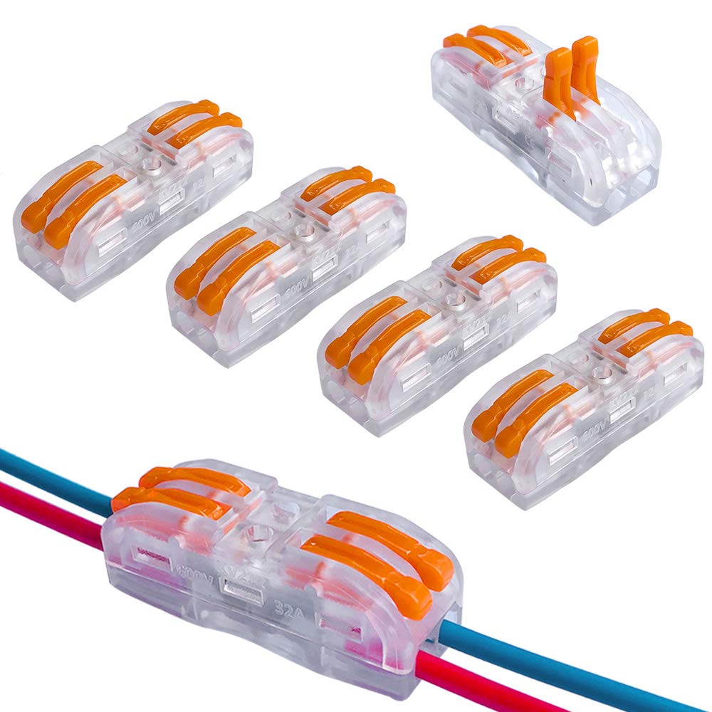 QitinDasen 15Pcs Premium Lever-Nut Wire Connectors, Bilateral 4 Hole Transparent Conductor Compact Wire Connectors, Quick Splicing Connector Cable Clamp Terminal Block Spring Connector