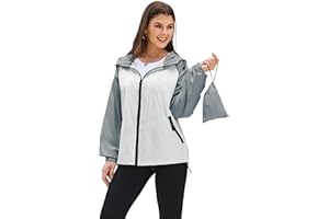 PITINAN Women's Lightweight Hooded Raincoat Waterproof Windbreaker Jacket Packable Active Outdoor Rain Jackets S-XXL