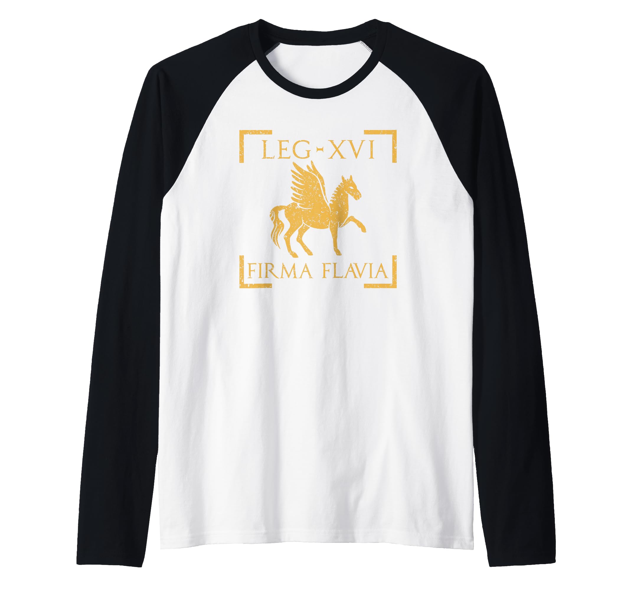 Legio XVI Flavia Firma Pegasus Emblema Legión Romana Raglan Baseball Tee