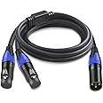 Awsyhom Balanced XLR Splitter Cable, XLR Y Splitter Cable 1 Male 2 Female (3 Pin 2 Female to 1 Male), XLR Male to Dual Female Y Splitter Adapter (3.3Feet)