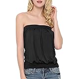 Maggie Tang Women's Tube Top Shirts Tank Blouse Camis Pleated Sleeveless Strapless Stretchy Tie Dye