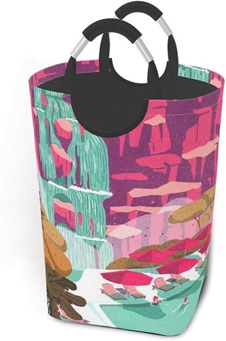 Amazon Co Jp Lubataga ランドリーバスケット 自然休暇イラストストーリーアートカラー ランドリーバッグ 洗濯かご おりたたみ 洗濯カゴ おしゃれ 収納ボックス おもちゃ収納 ホーム キッチン