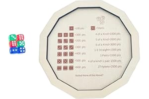 Wooden Farkle Dice Game Tray with 6 Creative Tabletop Teenagers Family Gatherings Travel Multipurpose Wooden