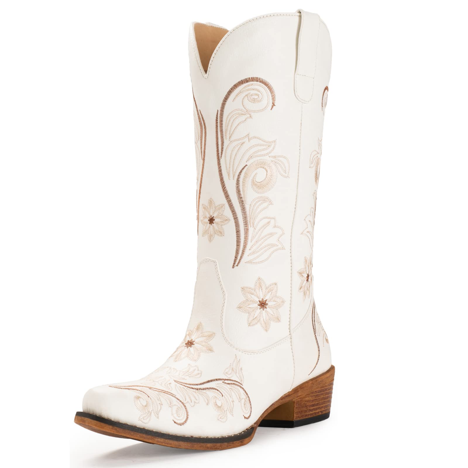 thumbnail image 2 of Rollda Cowgirl Boots Cowboy Boots For Women Square Toe Mid Calf Western 2 of 9