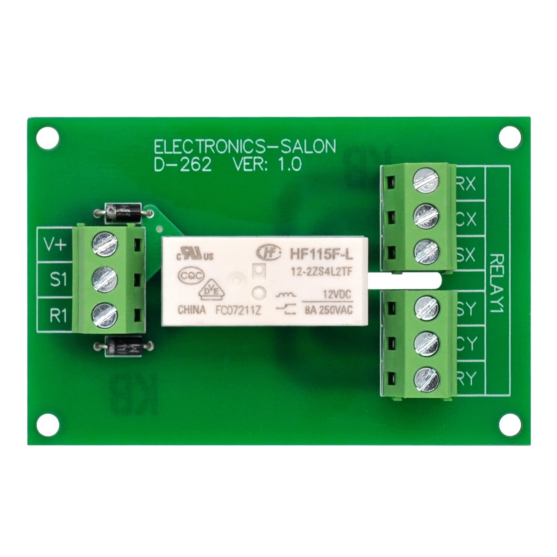 Electronics-Salon Passive Bistable/Latching DPDT 8 Amp Power Relay Module, 12V Version, RT424F12