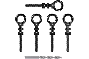 RiaYer 5 Pack Eye Bolt, 1/4” x 2" T316 Stainless Steel Eyebolts, Heavy Duty Shoulder Lifting Ring Threaded Eyebolts with Nuts and Washers HF038B