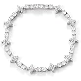 LuxeFlex 4mm Star Tennis Bracelet – Unisex 18K Gold/White Gold Plated Sparkling Iced Out Round 5A Cubic Zirconia Celestial Jewelry, Elegant Party Accessories Gift