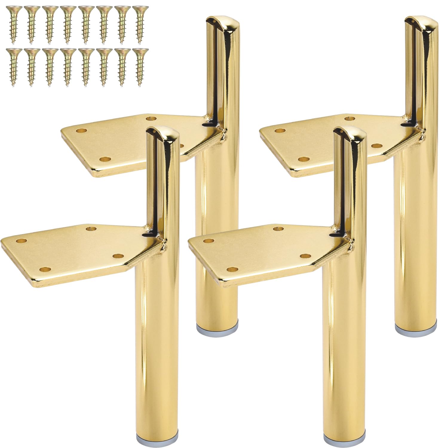Btowin 5 inch Metal Furniture Legs, 4Pcs Modern Tapered Side-Mounted DIY Furniture Replacement Feet Golden for Cabinet Dresser TV Stand Coffee Table