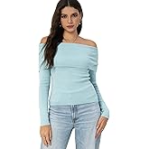 HUNAIF Women's Autumn Sweater, 2026 Casual Long Sleeve Off-The-Shoulder Strapless Knitted Sweater, Pullover Sweater