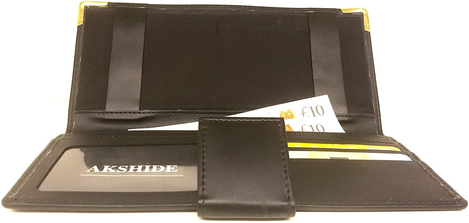 AKSHIDE Looped Leather Style Cheque Book Holder/Leather Style Cheque Book Cover Black