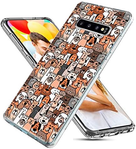 Samsung Galaxy S10 Plus Case,ARTIOSIT Slim Flexible Soft TPU Silicone Protective Phone Case Cover with Cute Art Design for Samsung Galaxy S10 Plus S10+,Cartoon Animal Pet Brown Dog Puppy Cat Smile