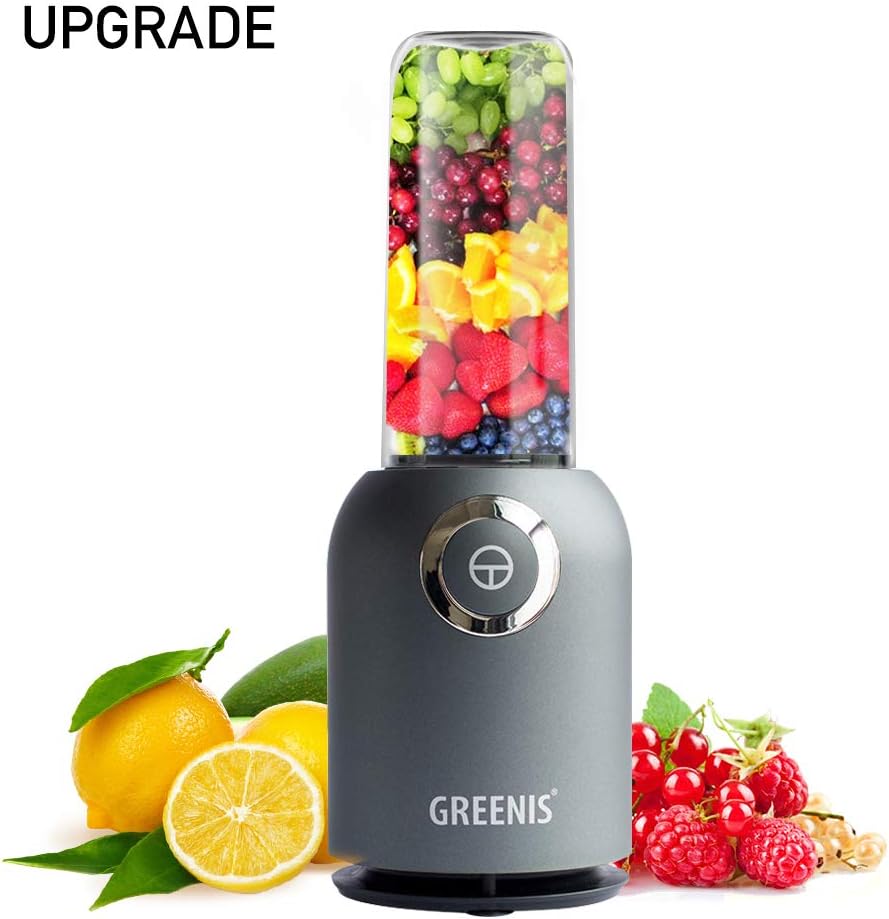 GREENIS Personal Blender Single Serve Smoothies Blender with 250W Base BPA Free Tritan Cups for Juices Shakes Baby Food Grey