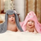 Aolso Hooded Baby Towel 80x80cm 2 PCS White Pink Absorbent Coral Fleece view 8