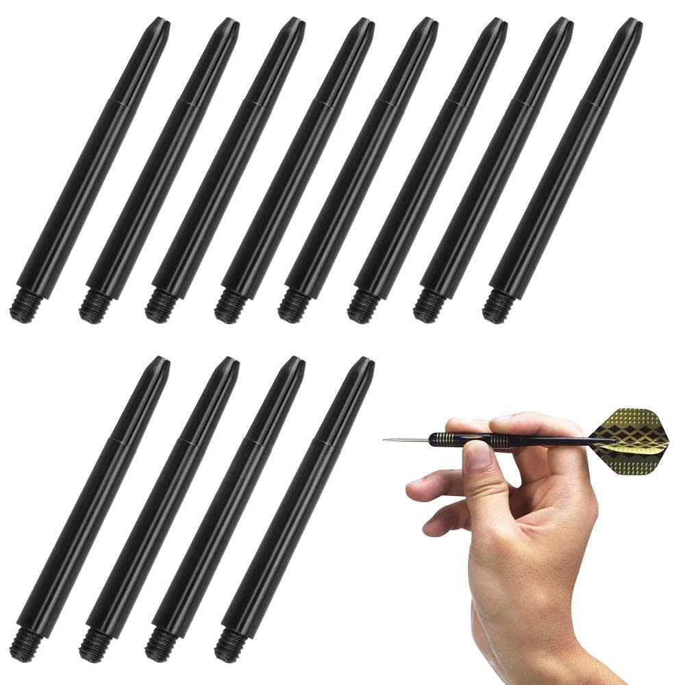 XAVSWRDE 100 PCS Dart Shafts Black Short Dart Stems Nylon Ring Grip Dart Harrow Dart Pole Rod Medium Darts Corner Tough Leisure Accessories with Standard 2BA Screw Thread for Throwing Darts, Black