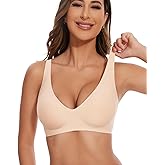 Vinfact Deep V Mesh Bras for Women No Underwire Buttery Soft Wireless Bras Lightly Support Seamless Bralettes