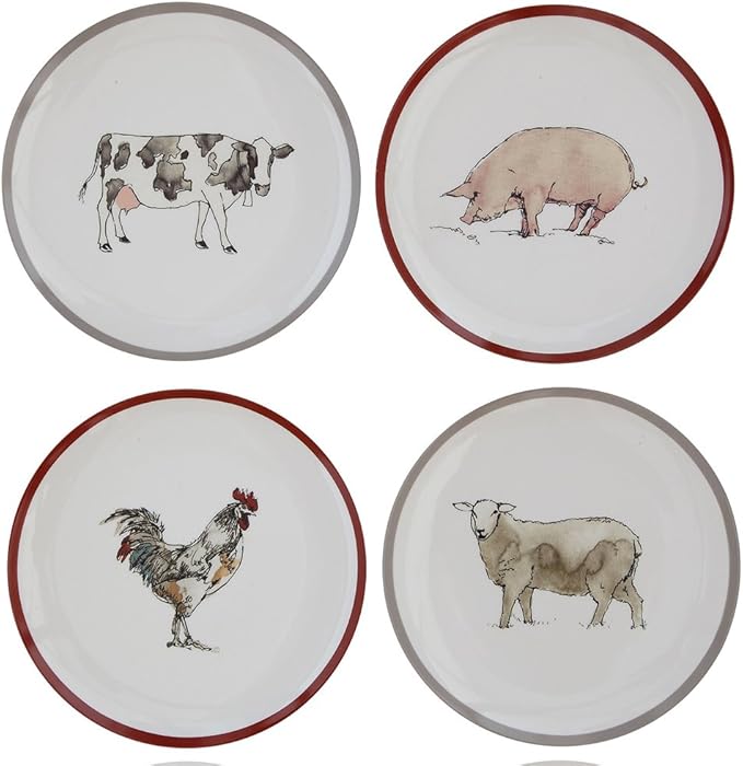 Farm Animal Plates (Set of 4) Plates