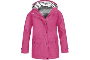 GENERIC Kids Rain Jacket Boys Girls Lightweight Waterproof Raincoat Full Zip Up Youth Button Down Coat Hooded Windbreaker