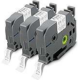 Pristar PTouch Tape White on Clear TZe-135 Compatible for Brother P Touch Label Maker 12mm 0.47 Laminated TZ Tape Work with PT-D210 PT-H100 PT-D220 PTD400AD PT1880 PT1290 PT1830 Label Maker, 3-Pack