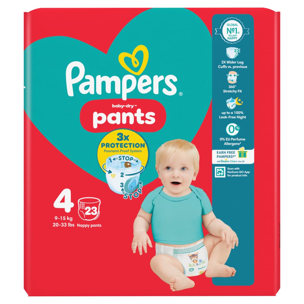 Pampers Baby-Dry Nappy Pants Size 4, 9-15kg, White, 23 Count โ image 1