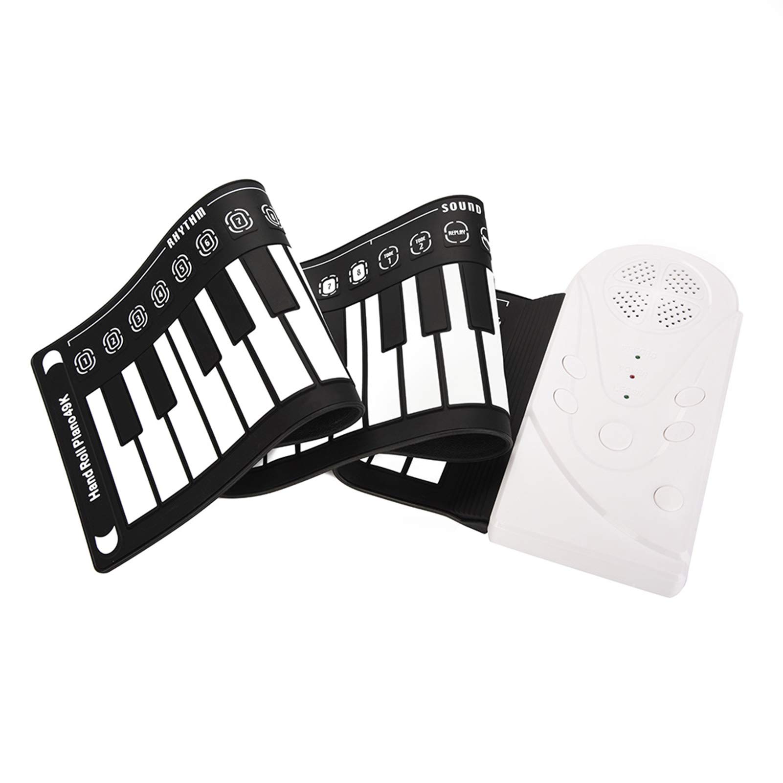 Roll Up Piano, 49 Keys Portable Electronic Piano for Kids Hand Roll Piano Rolling Up Piano for Children Kids Beginners, 6 Demo Songs and 16 Timbres Support Teaching Function, Soft Silicone(White)