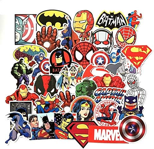 GMADD Stickers Super Hero Car Laptop Notebook Decal Fridge Skateboard Batman Superman Hulk Iron Man 50Pcs/Lot