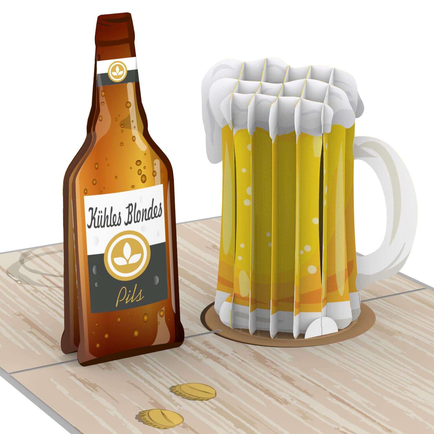 papercrush® Pop Up Card Beer - Humorous 3D Birthday Giftcard with Beer Bottle for Men (Best Friend, Bro, 18th Birthday), Fathers Day Card for Dad, Special Greeting with Beer Tankard, Happy Beersday