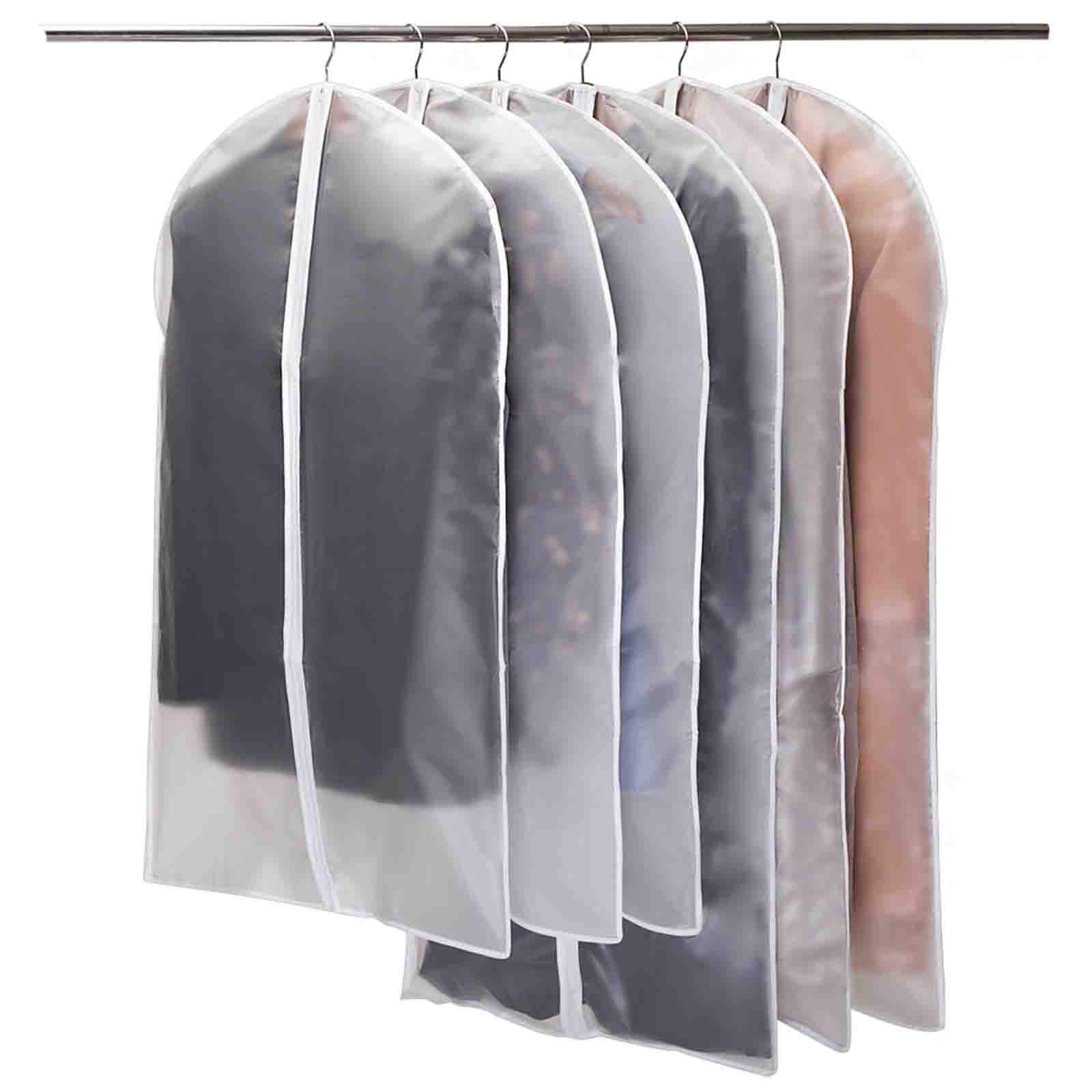 Niviy Garment Bags Pack of 6, Transparent Suit Bags, 120 x 60 cm + 100 x 60 cm Breathable Fabric Suit Bag for Suits, Dresses, Coats, Jackets, Shirts, Evening Dresses, Storage