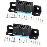 OLLGEN OBD2 16 Pin Female Connector Fixed Harness Female Assembled Plug Dash Port (Pack of 2)
