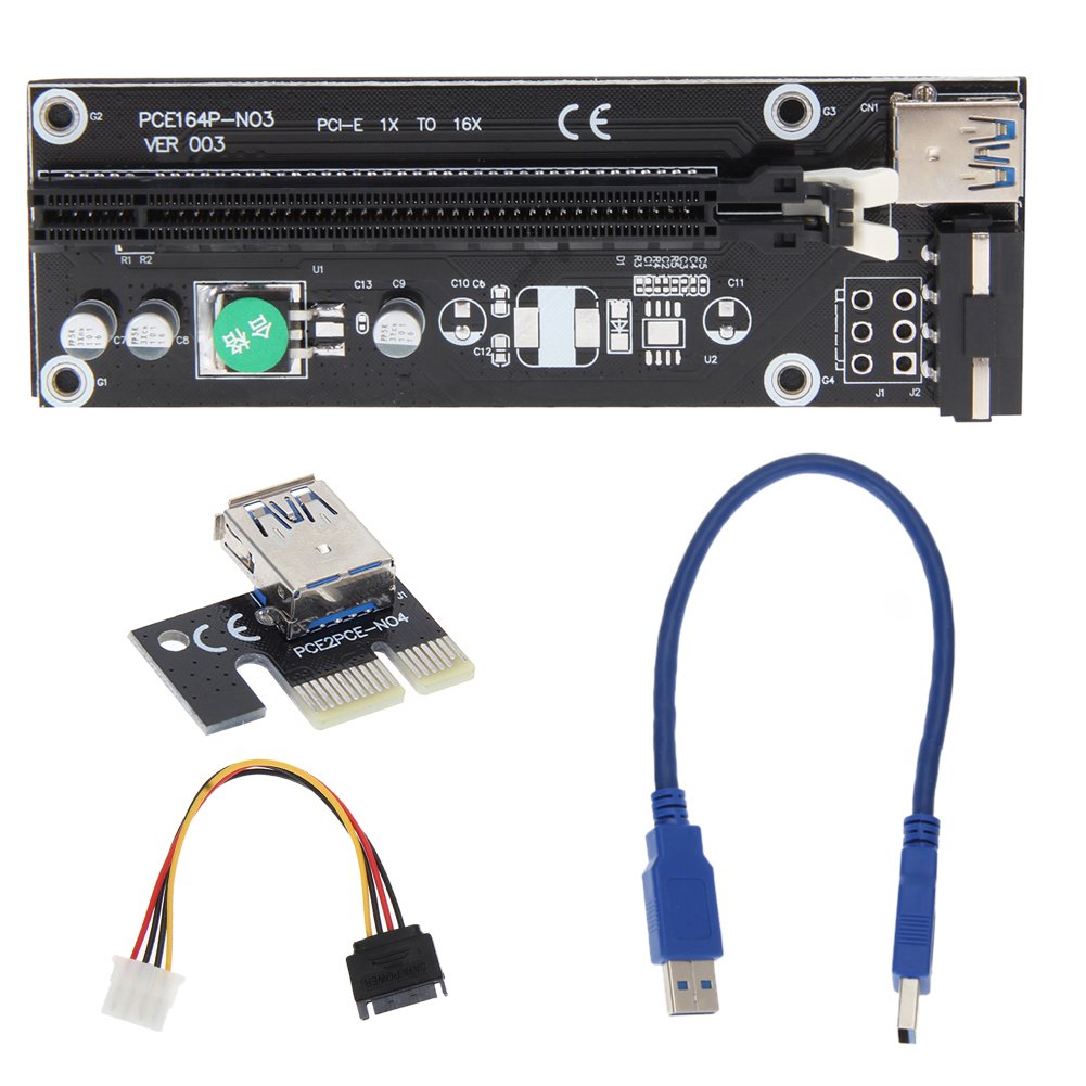 PCI-E 1X to 16X Express Mining Extender Riser Card Adapter with 30cm USB 3.0 Power Cable
