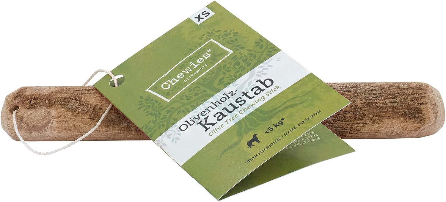 Chewies Olive Wood Chew Bone Dog Toy 100% Natural Dog Accessories, for Dogs up to 5 kg, Size XS