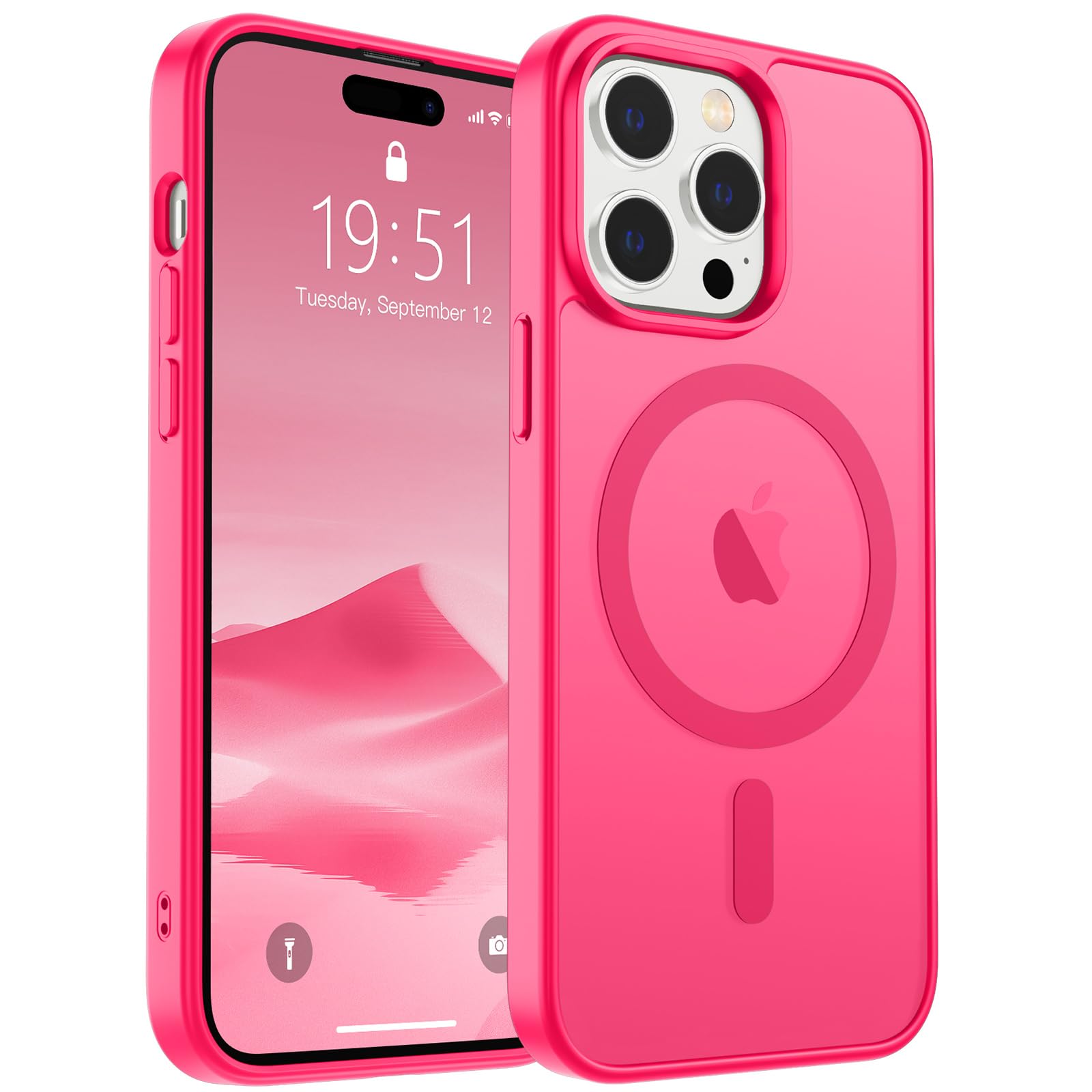 Photo 1 of SUPFINE Magnetic for iPhone 14 Pro Case (Compatible with MagSafe) (Military Grade Drop Protection) Slim Translucent Matte Shockproof with Anti-Fingerprint Phone Case,Hot Pink