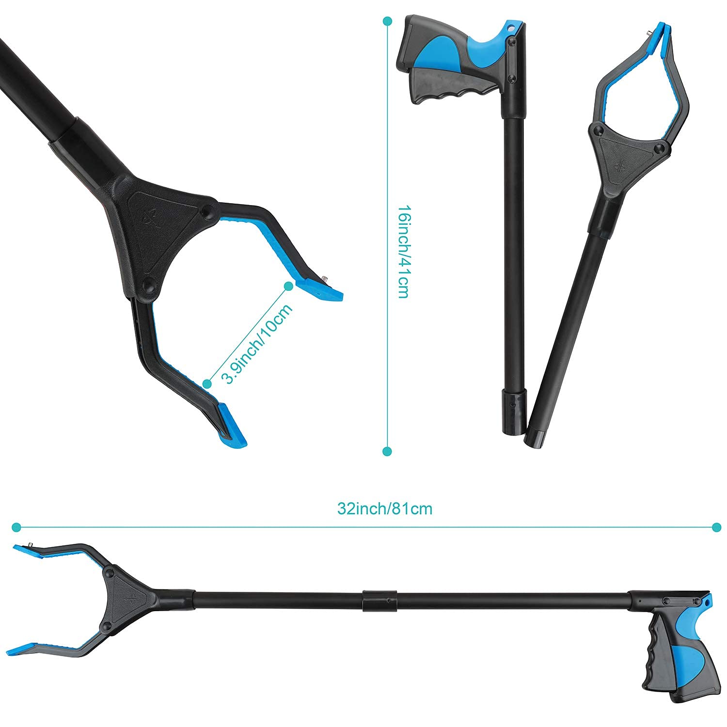 2023 Upgrade Grabber Reacher Tool, 360° Rotating Head, Wide Jaw, 32