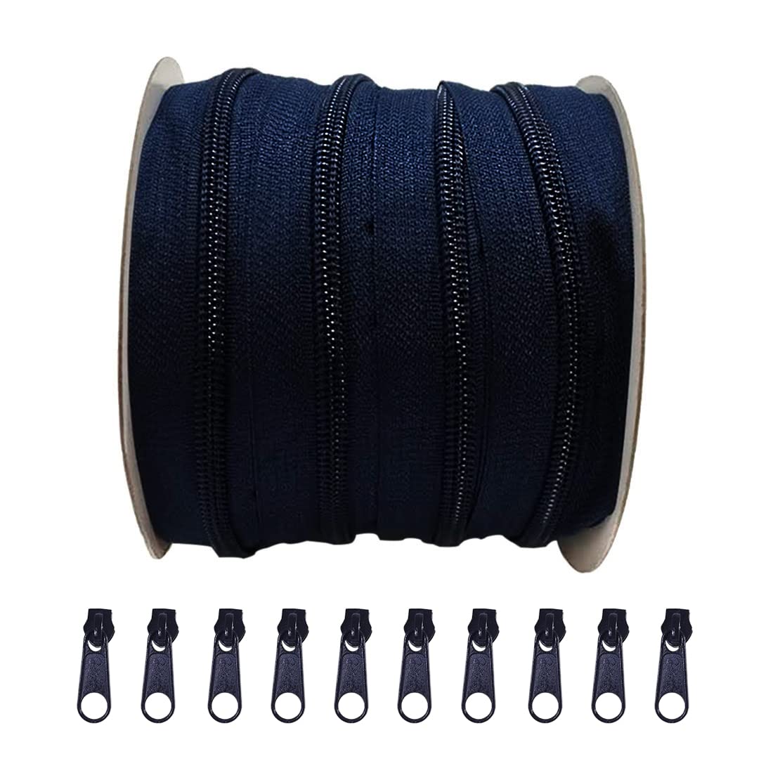 1 Rolls 10M 5# Continuous Nylon Craft Bags Tent with 10 Sliders Metal Sewing Sliders (1320, 5#)