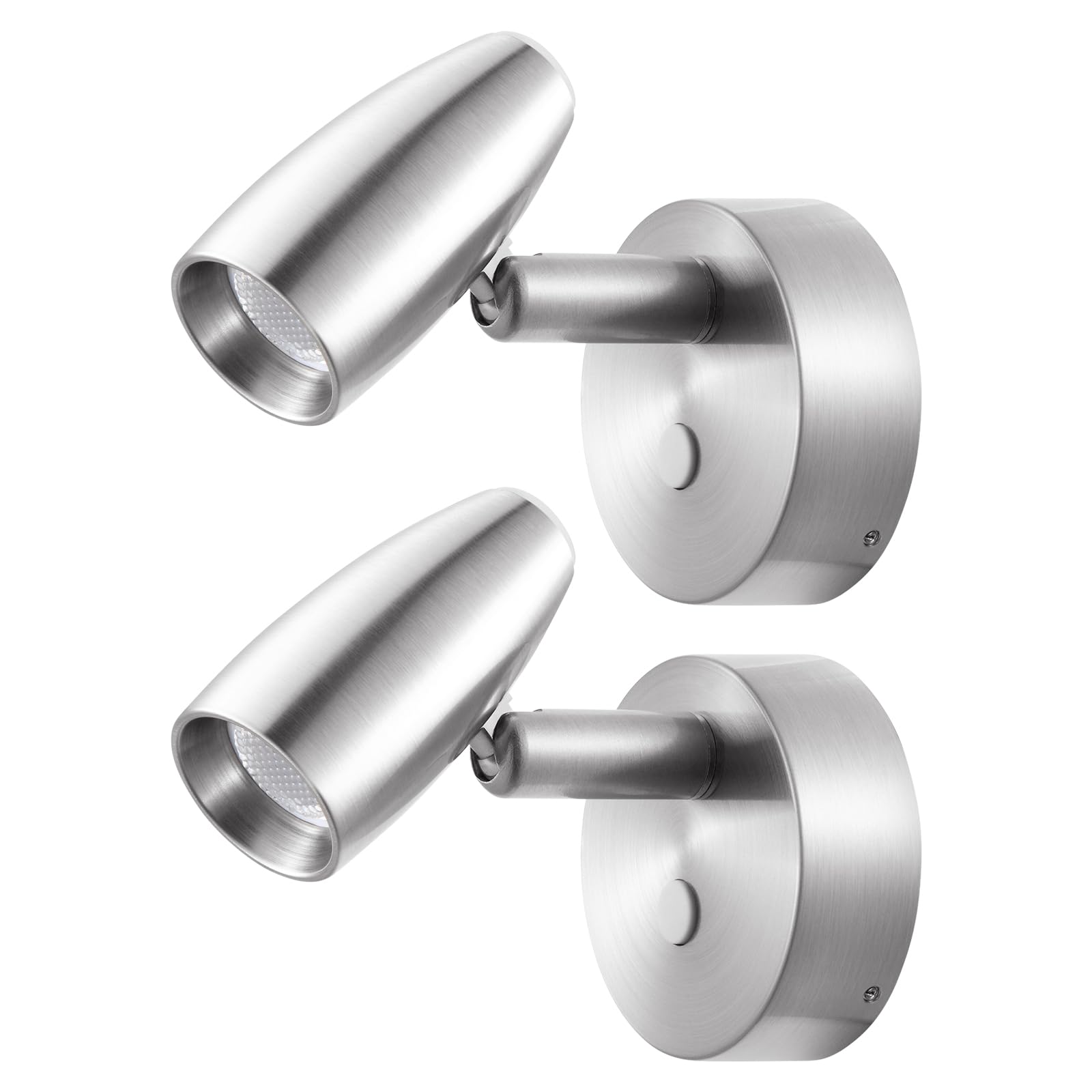 Obeaming Campervan 12V Reading Light Swivel LED Motorhome Spot Light with Quick USB Charger & Blue Nightlight, Caravan Boat Van, Aluminium 12-24VDC Hard-Wired, 2PCS Nickel Finish