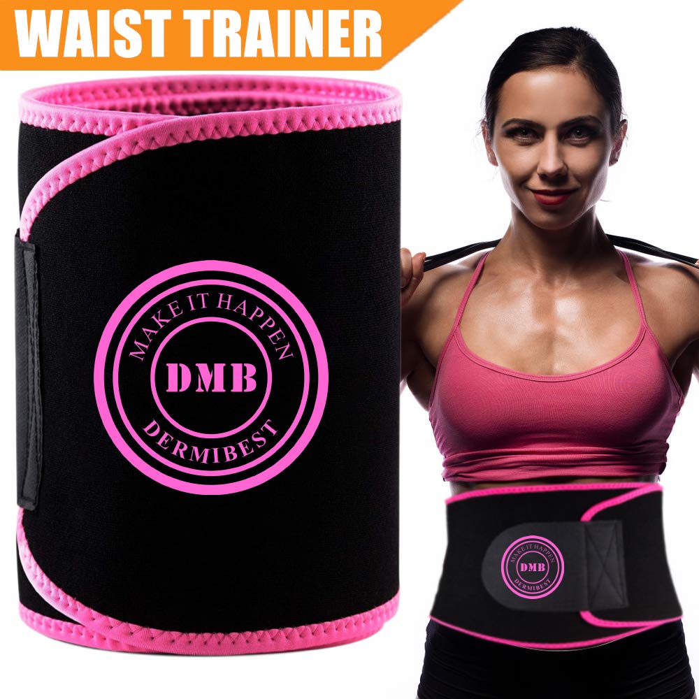 Dermibest Waist Trimmer For Women Men Weight Loss Slimmer Kit Ab Belt Sweat Waist Trainer Stomach Fat Burner Wrap Best Abdominal Trainer Low Back And Lumbar Support With Sauna Suit Effect Accessories Exercise