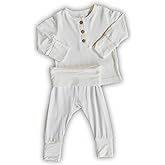 OLLIE'S DAY- Bamboo Pajamas Two Piece Set - Cream 3-6m