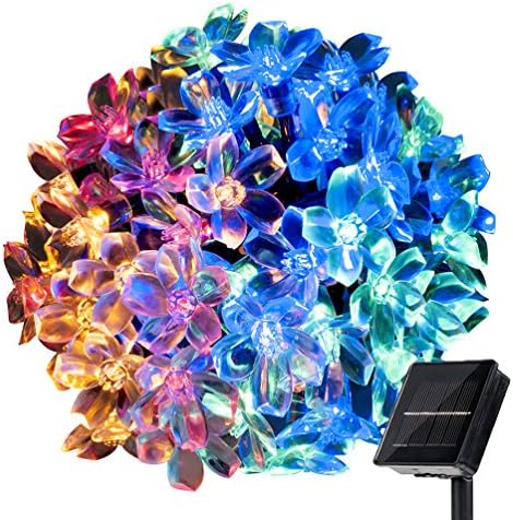 WishWorld Outdoor Christmas Solar String Lights, 21ft 50LED Waterproof Blossom Flower Fairy Lights Decorative Lighting for Garden, Party, Patio, Lawn and Xmas Tree Decorations(Multi Color)