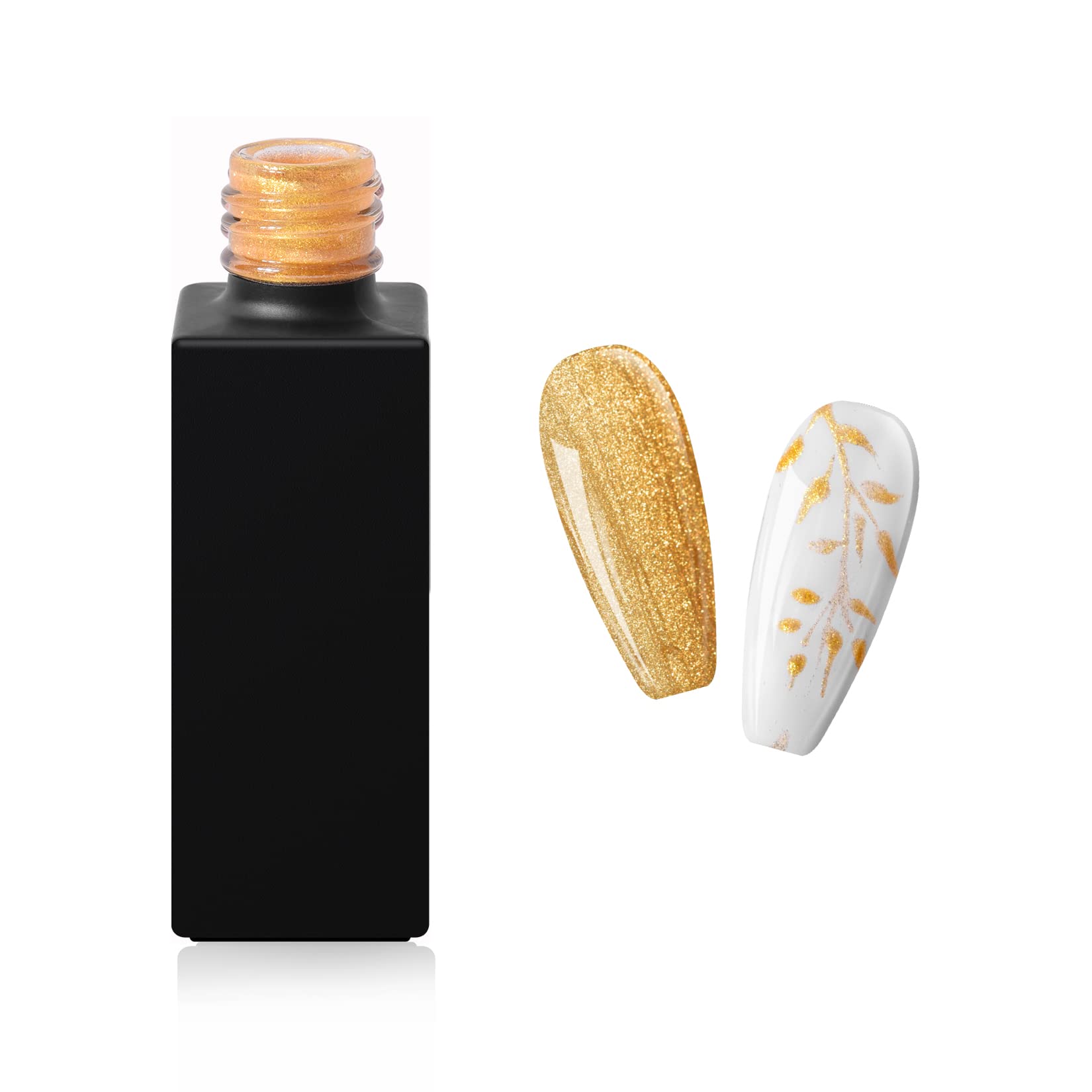 Frenshion 8ML Classic DIY 3D Gel Nail Designs Painted Gel Nail Polish, Painting Drawing UV Led Gel Liner Polish Pen Tool,Pull Line Pen for Nail Art Salon Gold 59