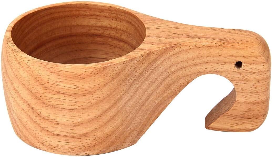 Mochiglory Wooden Cup Camping Cup Nordic Style Handmade Natural, Portable Wood Mug Drinking Cup for Coffee, Tea and Milk