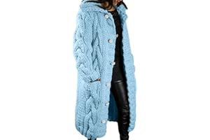 jxsoyen Long Cardigan Sweaters for Women Coats Cable Knit Casual Open Front Long Sleeve Sweater with Pockets