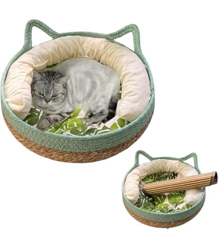 Cama Verano Gato Cama Redonda De Ratán Para Gatos 40x40cm Con