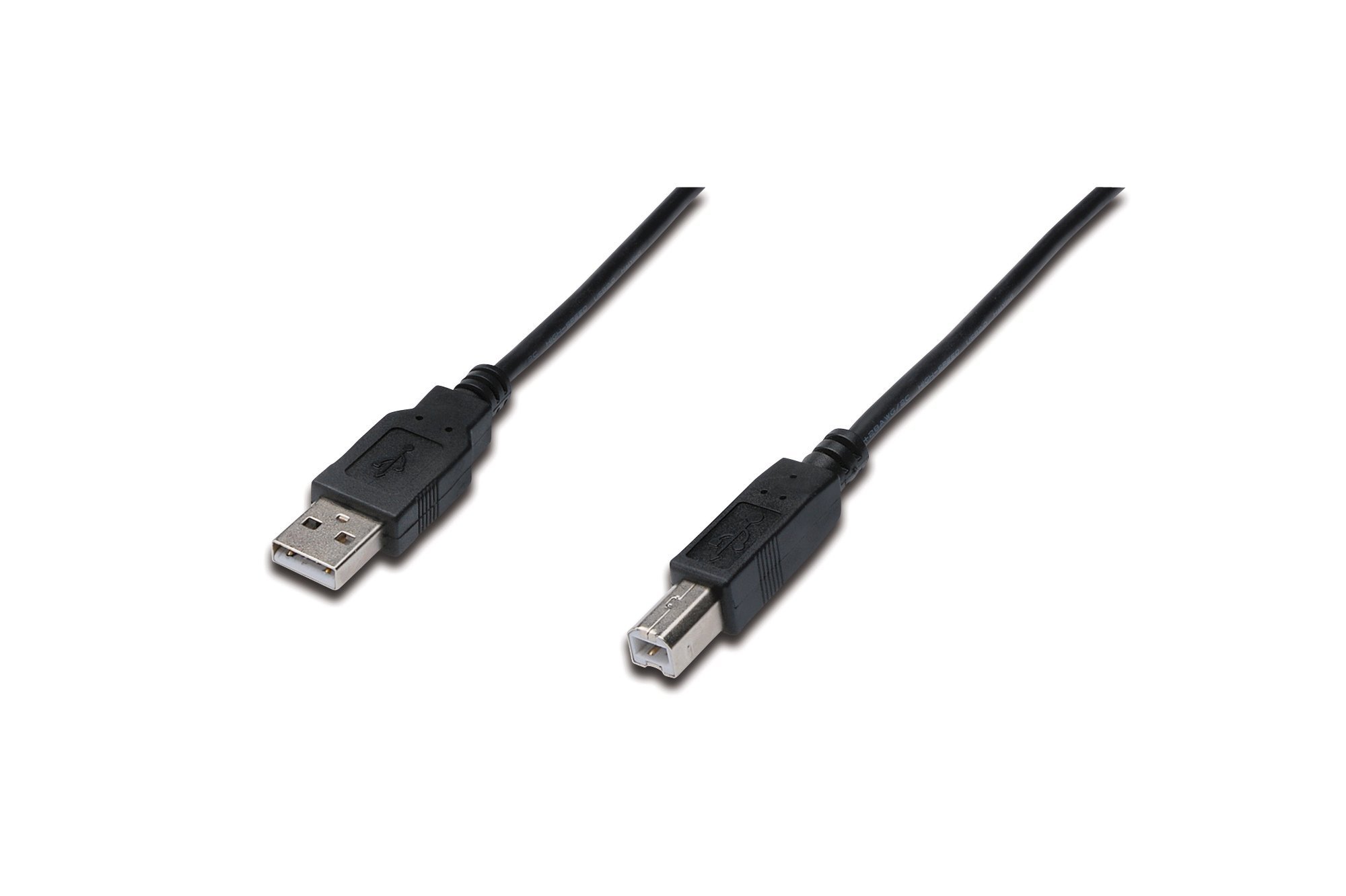 DIGITUS USB 2.0 cable - 1.8 m - USB-A to Type-B - 480 Mbps - connection cable for computers, notebooks, hubs, printers - black